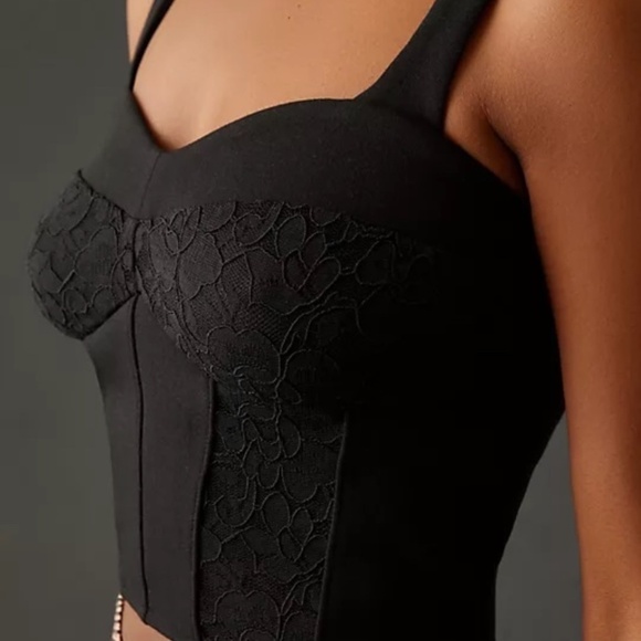 Anthropologie Black Lace Corset Top - Picture 4 of 4